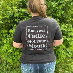 Black Graphic T-Shirt with White Text